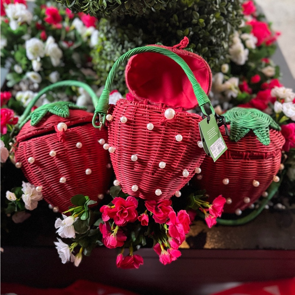 Strawberry Shaped Red Woven Bag